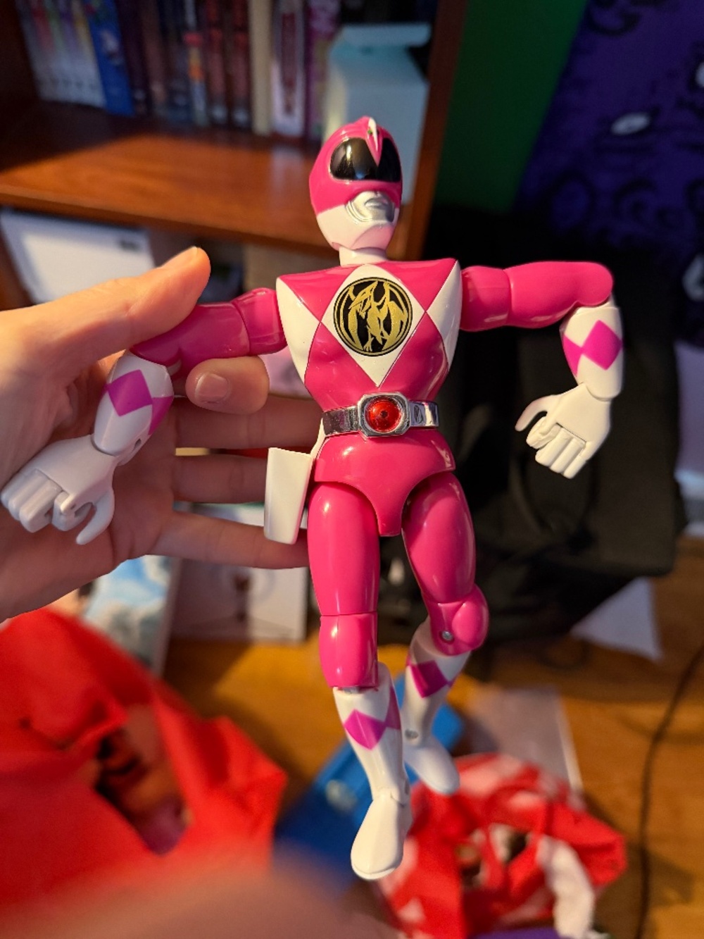 1994 Pink Mighty Morphin Power Rangers karate kicking figurine